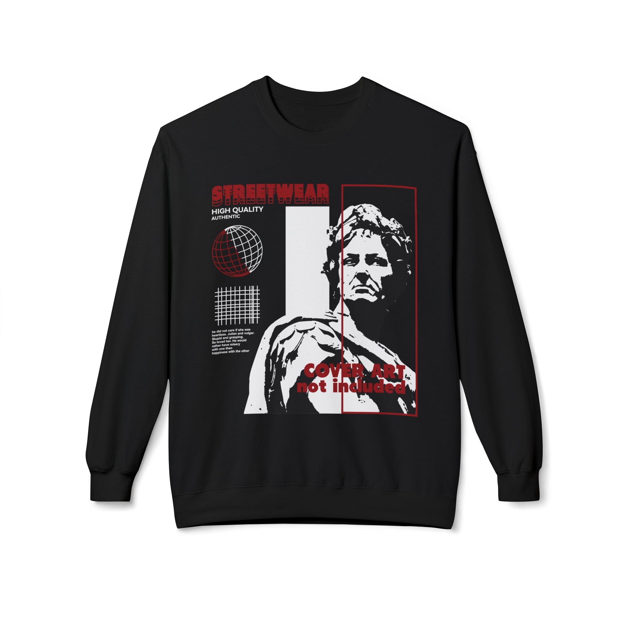 Unisex crewneck sweatshirt made from soft, midweight cotton blend with a relaxed fit and simple graphic design