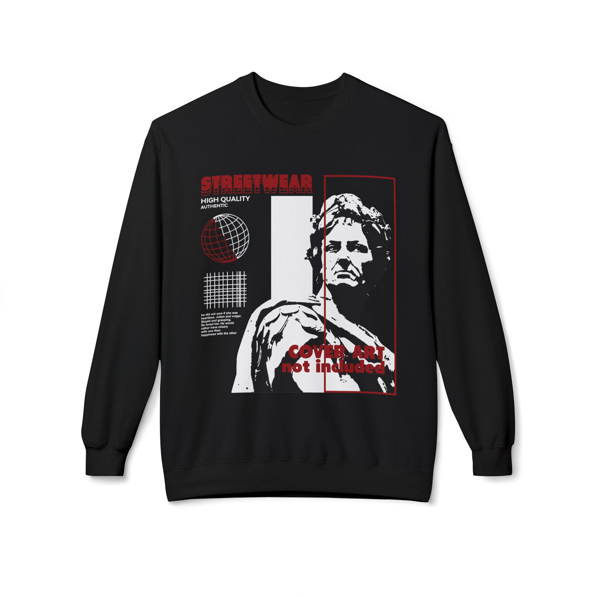 Unisex crewneck sweatshirt made from soft, midweight cotton blend with a relaxed fit and simple graphic design