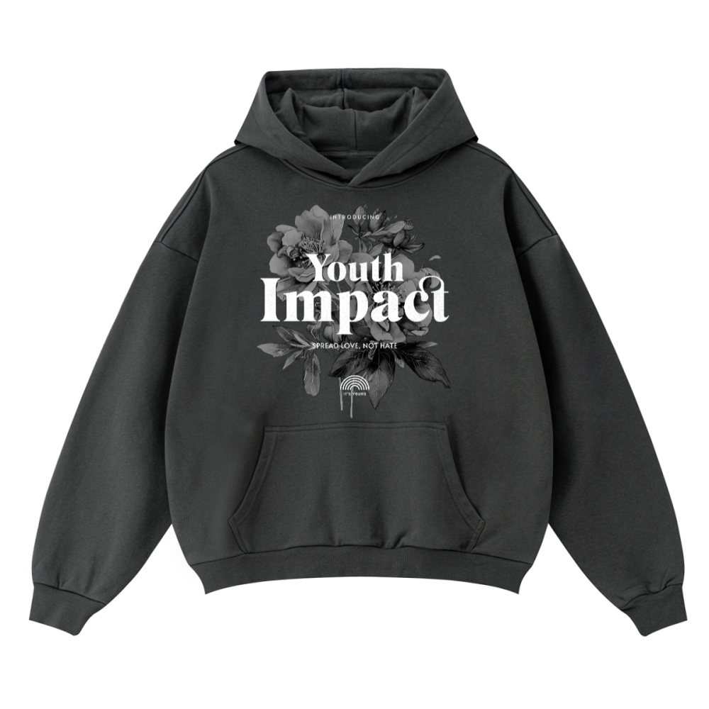 Youth Impact Hoodie – Spread Love, Not Hate – Unisex Boxy Fit Hoodie