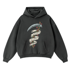 Love Life Death" Unisex Boxy Fit Hoodie – 400GSM Heavyweight Gothic Streetwear