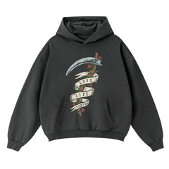 Love Life Death" Unisex Boxy Fit Hoodie – 400GSM Heavyweight Gothic Streetwear