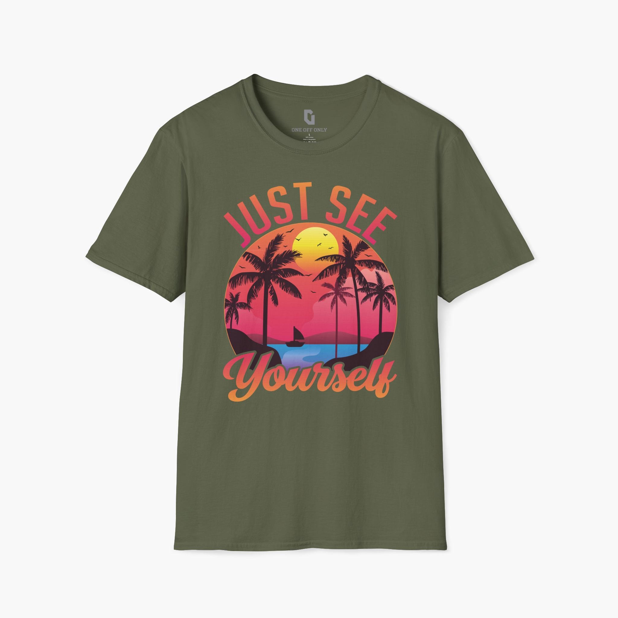 High-quality unisex tee featuring soft, pre-shrunk cotton and a minimalist print