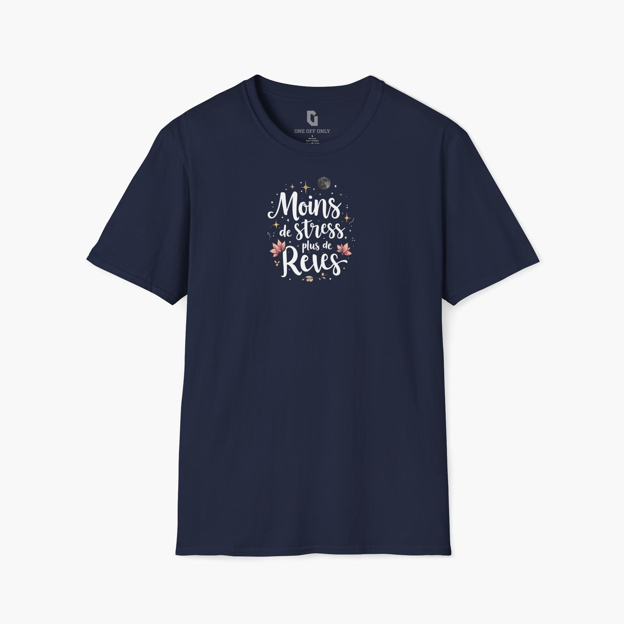 High-quality unisex tee featuring soft, pre-shrunk cotton and a minimalist print